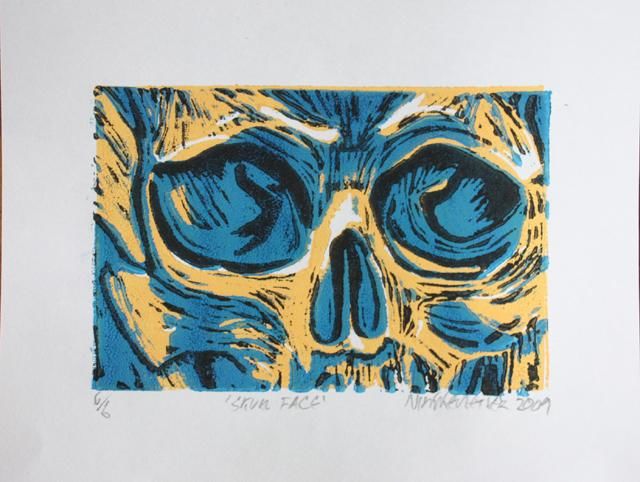 「Skull Face」というタイトルの製版 Nick Kelleherによって, オリジナルのアートワーク