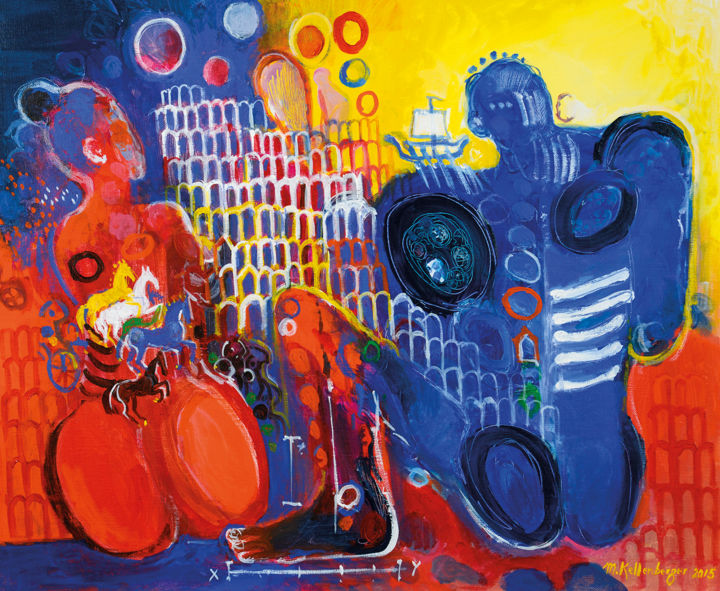 Malerei mit dem Titel "Troyan night" von Martin Kellenberger, Original-Kunstwerk, Acryl