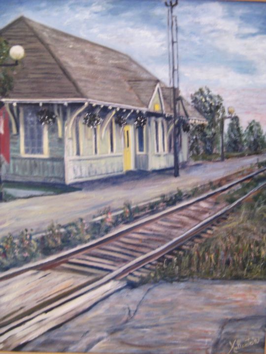 Peinture intitulée "Gare de Trois-Pisto…" par Kellerstein, Œuvre d'art originale, Huile
