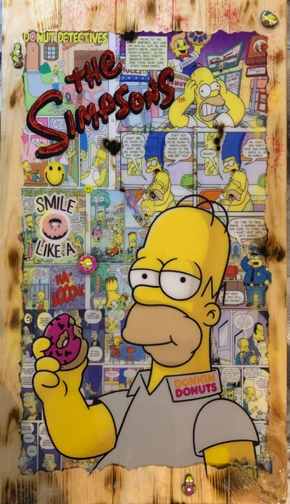"Homer Simpson Donut…" başlıklı Kolaj Kellnington tarafından, Orijinal sanat, Rezine