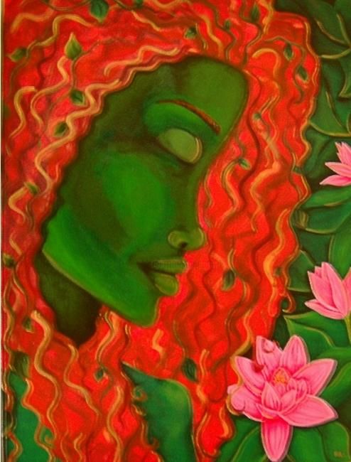 Painting titled "ladygreen" by Kel, Original Artwork