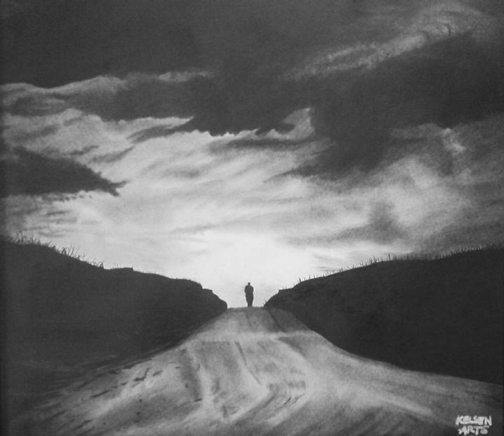 Drawing titled "Jouney of Self Disc…" by Kelsen Arts, Original Art, Charcoal