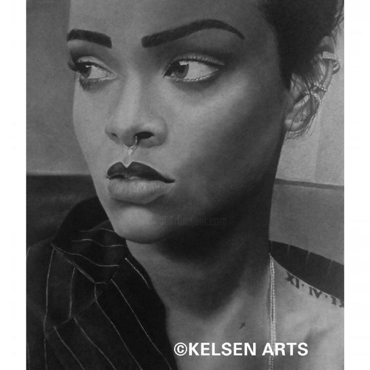 Drawing titled "Shine Bright (Print…" by Kelsen Arts, Original Art, Charcoal