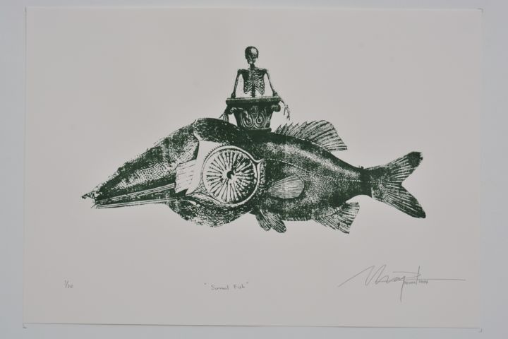 "Surreal, Fish" başlıklı Baskıresim Kelvin Chap tarafından, Orijinal sanat, Serigrafi