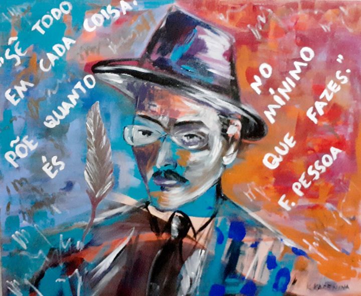 Pintura intitulada "Fernando Pessoa" por Kely Karenina, Obras de arte originais, Acrílico