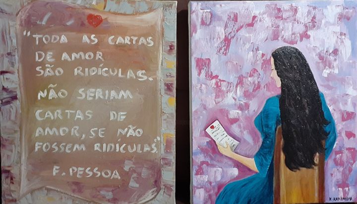 Pintura intitulada "Cartas de amor" por Kely Karenina, Obras de arte originais, Acrílico