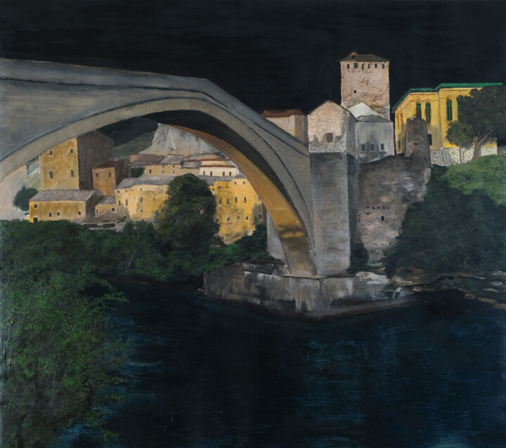Pittura intitolato "Mostar" da Kemal Ridzal, Opera d'arte originale, Olio
