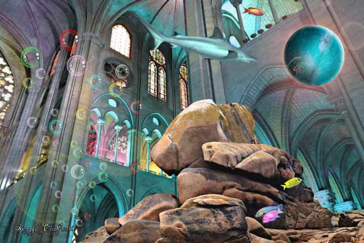 Цифровое искусство под названием "Notre Dame Perros" - Kempfi, Подлинное произведение искусства