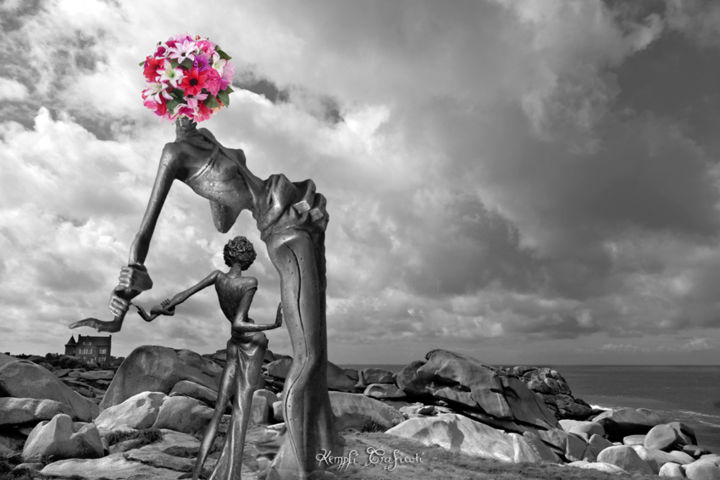 Arts numériques intitulée "Fleurs à Perros (Da…" par Kempfi, Œuvre d'art originale