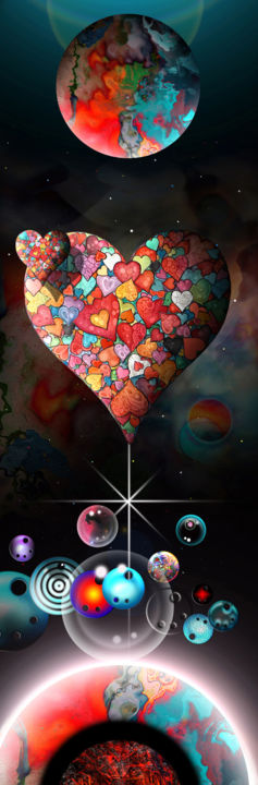 Digital Arts titled "Big Bang Coeur" by Kempfi, Original Artwork, Digital Painting