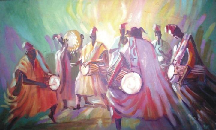 Painting titled "rythem of the talki…" by Kenneth Obi, Original Artwork