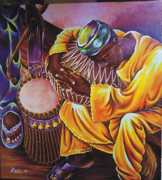 Painting titled "waiting" by Kenneth Obi, Original Artwork