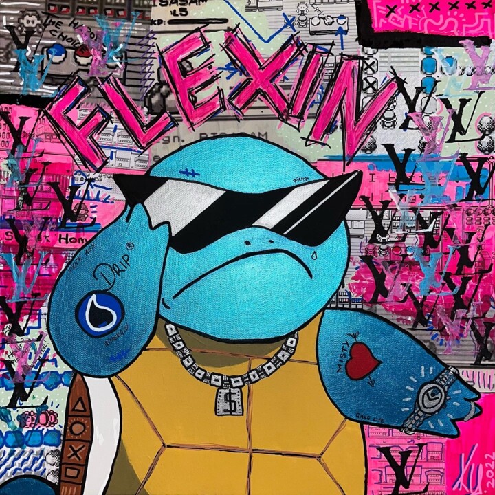 Painting titled "Flexin" by Kendinsky, Original Artwork, Acrylic