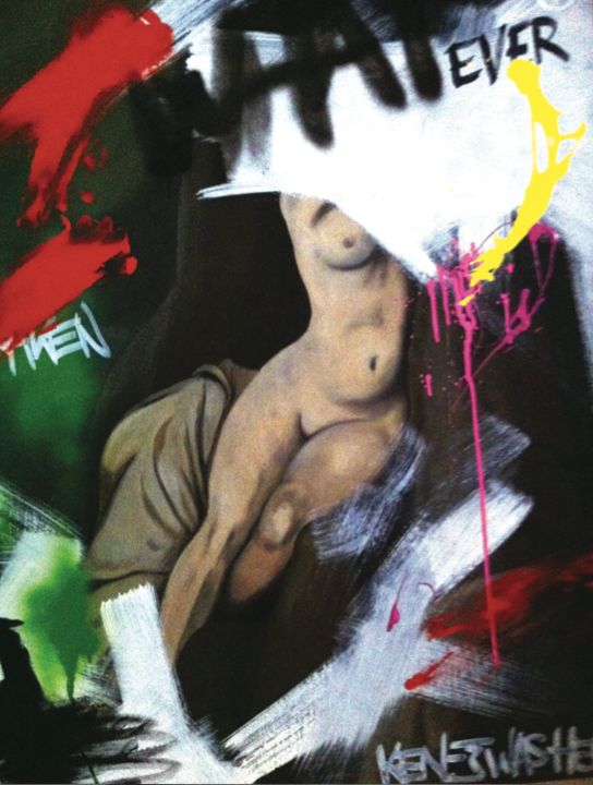 Peinture intitulée "Nu vandalisé" par Kendjy, Œuvre d'art originale, Huile