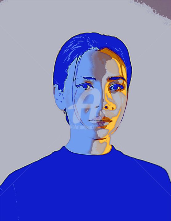 Digital Arts titled "Blue Woman" by Kendrick, Original Artwork, Photo Montage