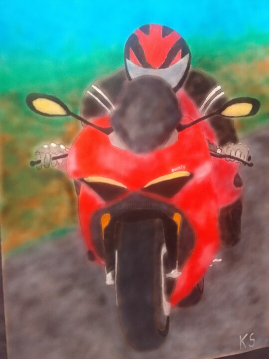 Painting titled "NO LIMITE 300KM/H" by Kenidy Oliveira, Original Artwork, Airbrush