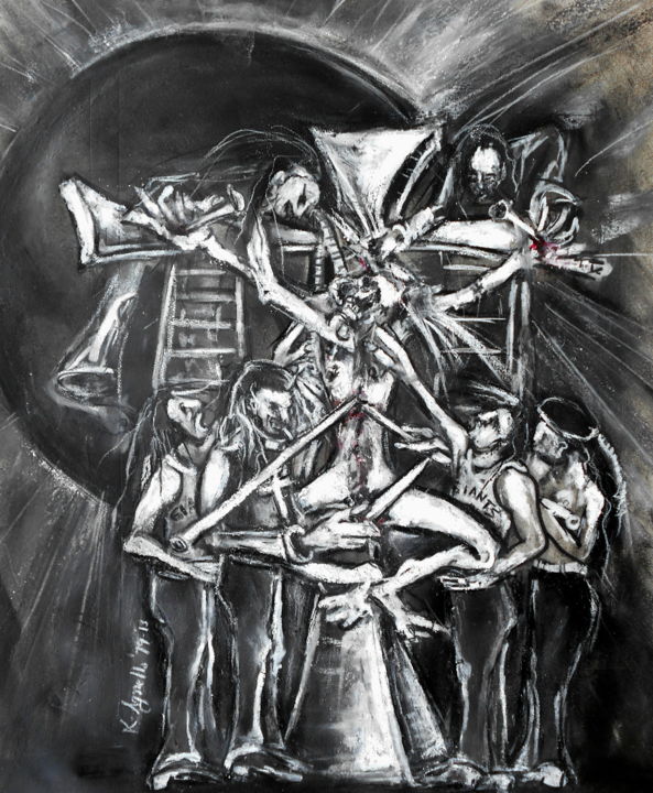 Рисунок под названием "A Modern Crucifixio…" - Kenneth Agnello, Подлинное произведение искусства, Другой
