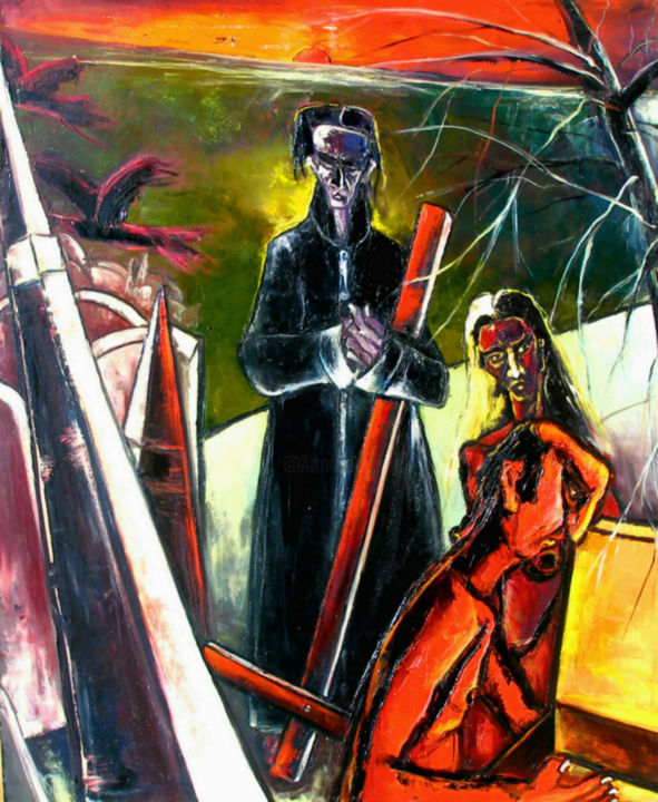 Painting titled "1987-the-funeral-19…" by Kenneth Agnello, Original Artwork