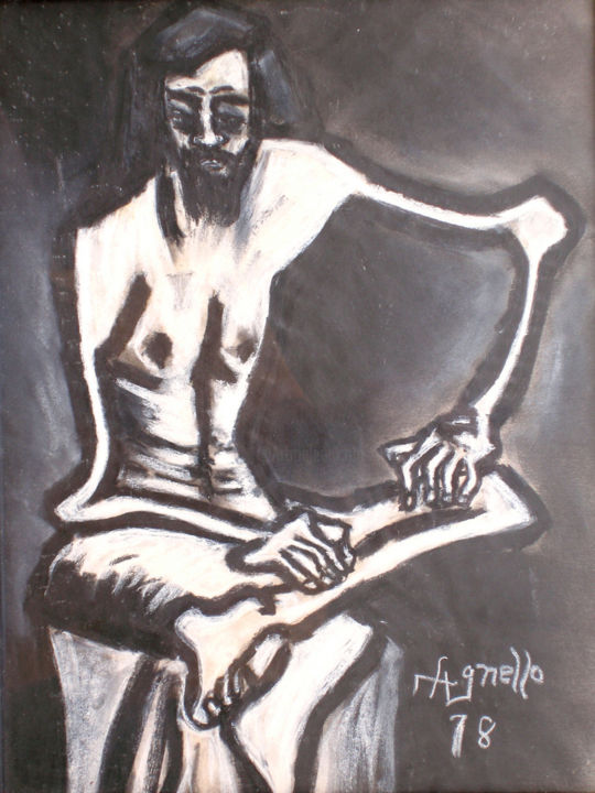 Drawing titled "seated-man-1978-dra…" by Kenneth Agnello, Original Artwork