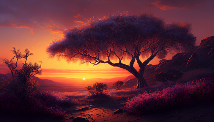 Digital Arts titled "Sunrise" by Kenny Landis, Original Artwork, AI generated image