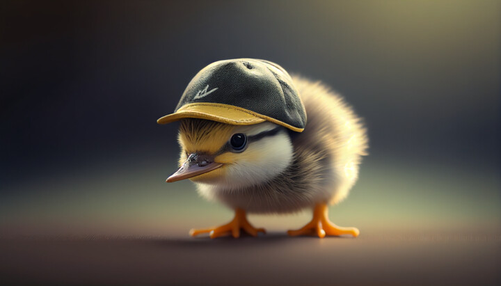 Arte digitale intitolato "Cute little Duck wi…" da Kenny Landis, Opera d'arte originale, Immagine generata dall'IA