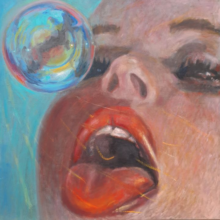 Painting titled "Dream Bubble" by Ken Stukas, Original Artwork, Oil