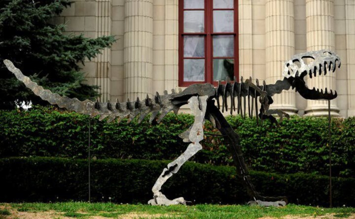 Sculpture titled "Travis the T Rex" by Kent Knapp, Original Artwork, Metals