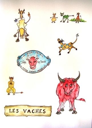 Peinture intitulée "Les Vaches" par Keranne, Œuvre d'art originale, Huile