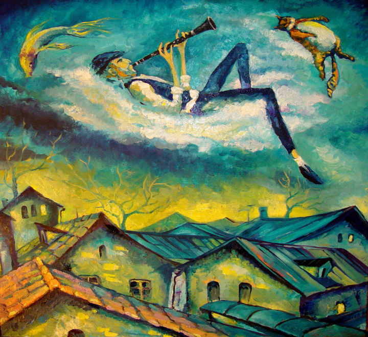 Peinture intitulée "Fly Softly" par Keren Gorzhaltsan, Œuvre d'art originale