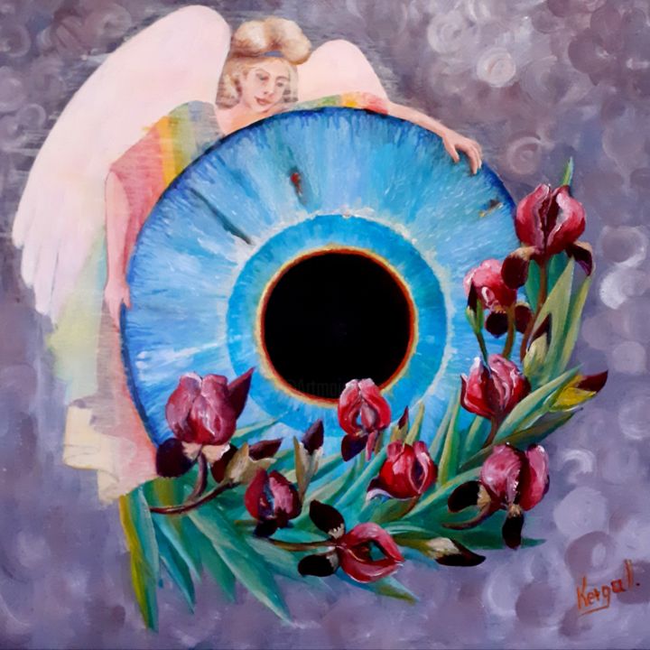 Painting titled "Les trois iris" by Carolina Kergall, Original Artwork, Acrylic
