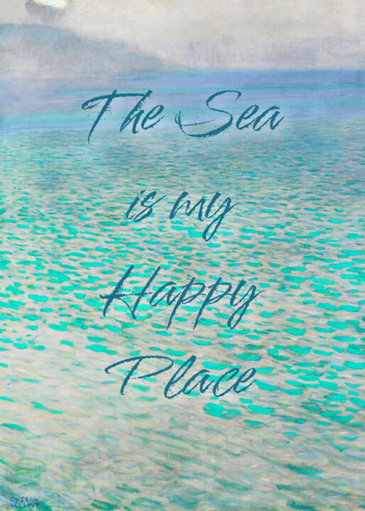 Digital Arts με τίτλο "The sea is my happy…" από Kerry Pritchard, Αυθεντικά έργα τέχνης, Ψηφιακή ζωγραφική