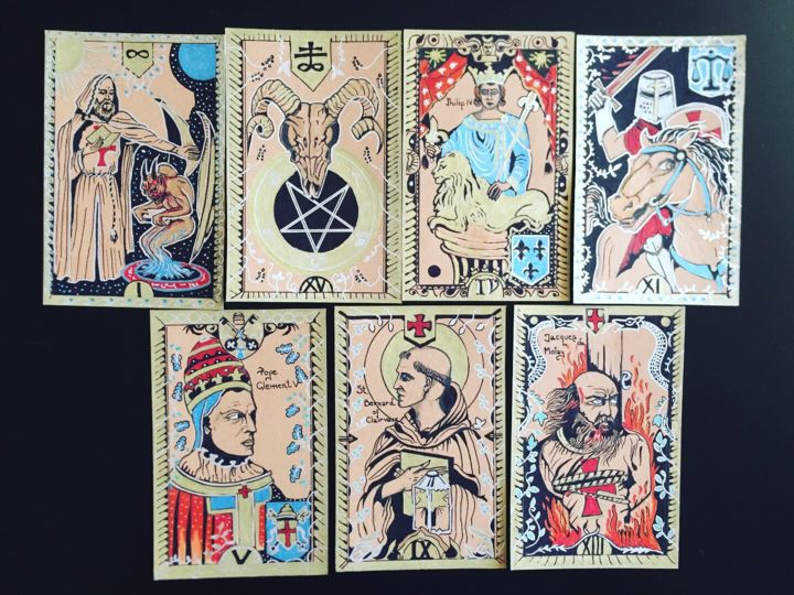 Zeichnungen mit dem Titel "Handmade Tarot Cards" von Kerstin Ellerböck, Original-Kunstwerk, Gel Stift