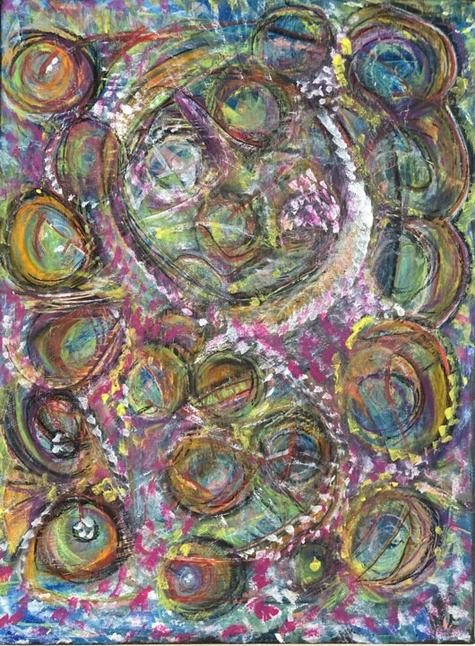 Painting titled "Bubble" by Kerstin Lansche, Original Artwork, Acrylic Mounted on Wood Stretcher frame