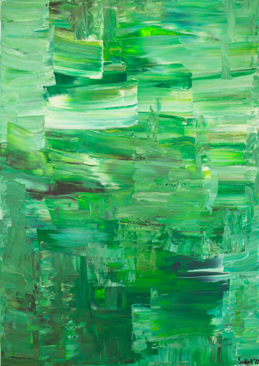 Peinture intitulée "Green Waves" par Kerstin Sokoll, Œuvre d'art originale, Acrylique