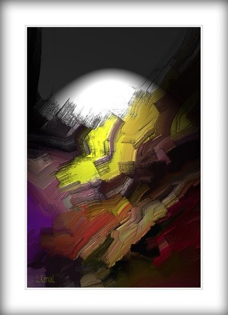 Grafika cyfrowa / sztuka generowana cyfrowo zatytułowany „Coucher de lune” autorstwa L Kerval, Oryginalna praca, Malarstwo c…
