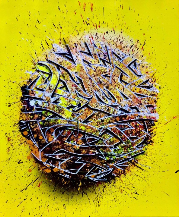 Painting titled "yellow" by Kesa Graffiti, Original Artwork, Spray paint
