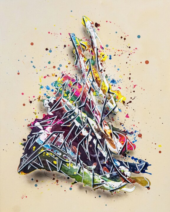Pittura intitolato "Sapin" da Kesa Graffiti, Opera d'arte originale, Acrilico