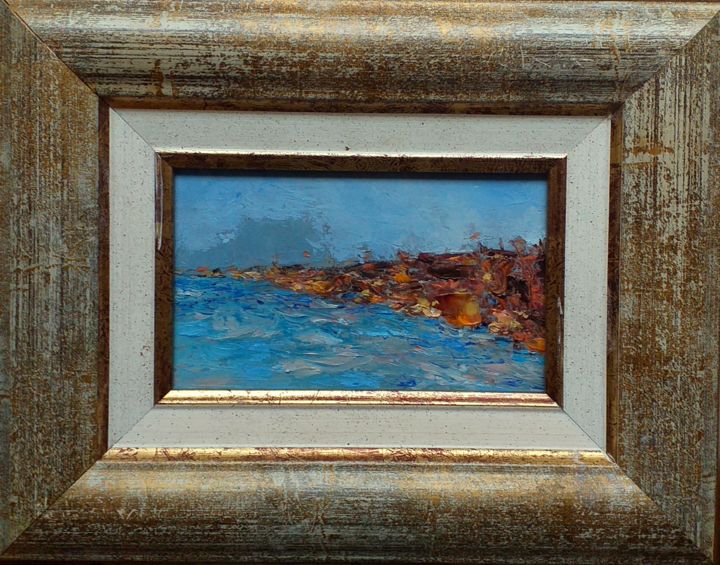 Painting titled "The Seacoast" by Kestutis Jauniskis, Original Artwork, Oil