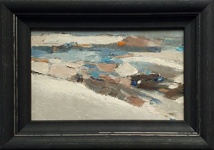 Painting titled "Winter Motif 1" by Kestutis Jauniskis, Original Artwork, Oil