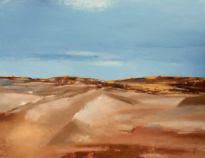 Painting titled "Sea Dunes 5" by Kestutis Jauniskis, Original Artwork, Oil