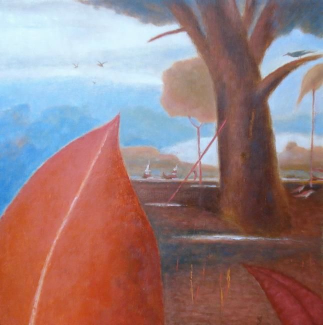 Painting titled "Landscape 4" by Kestutis Jauniskis, Original Artwork, Oil