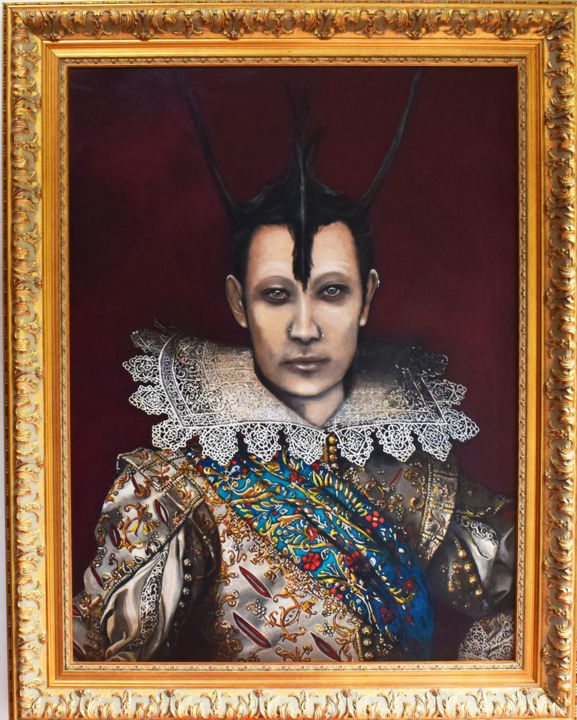 Painting titled "Punk of Duke" by Marianne Julie (kether sula), Original Artwork, Acrylic Mounted on Wood Stretcher frame