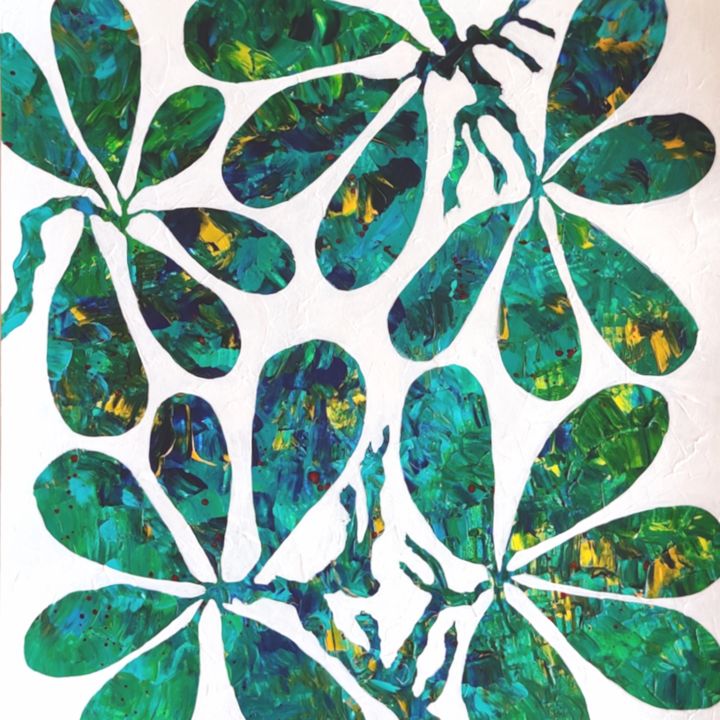 Peinture intitulée "Plumeria Leaves" par Ketki Fadnis, Œuvre d'art originale, Acrylique