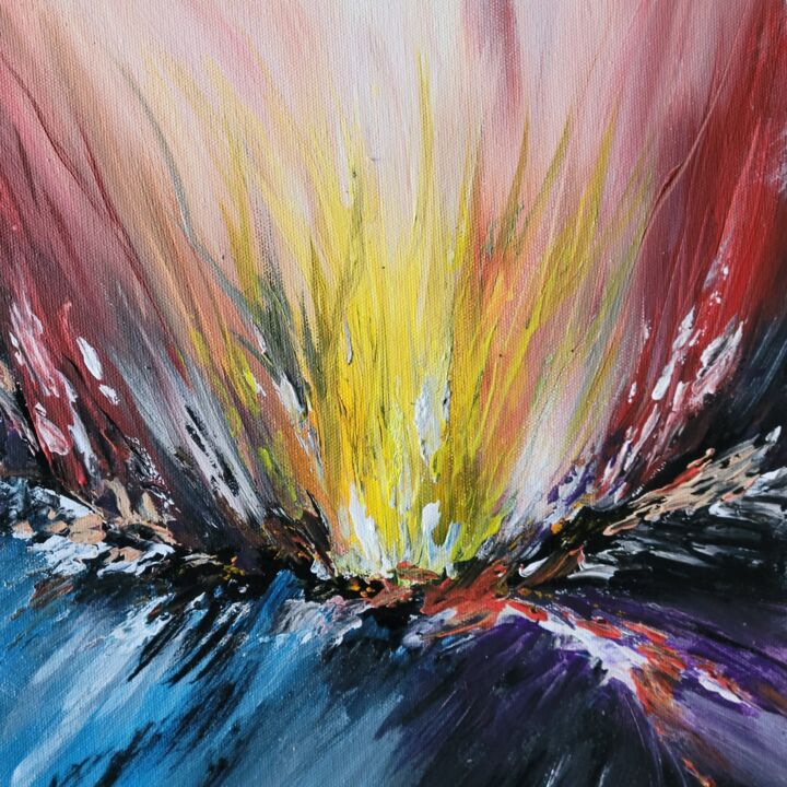 Painting titled "Fire on the Mountain" by Kevin Christopher, Original Artwork, Acrylic