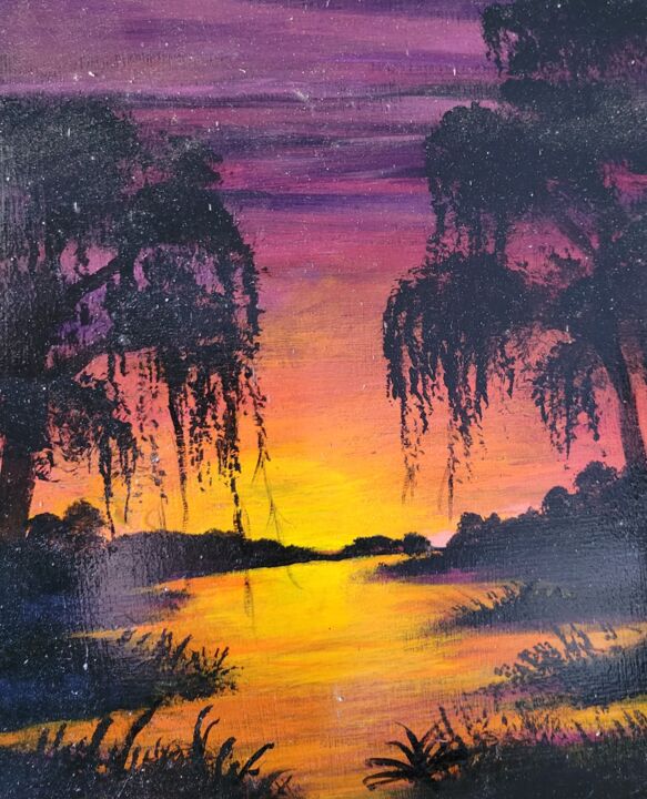 Pintura titulada "Bayou Morning" por Kevin Christopher, Obra de arte original, Acrílico