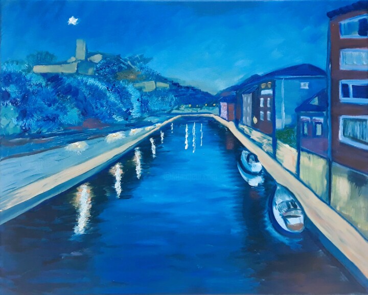 Картина под названием "Namur" - Kevin Dewelle, Подлинное произведение искусства, Масло Установлен на Деревянная рама для нос…