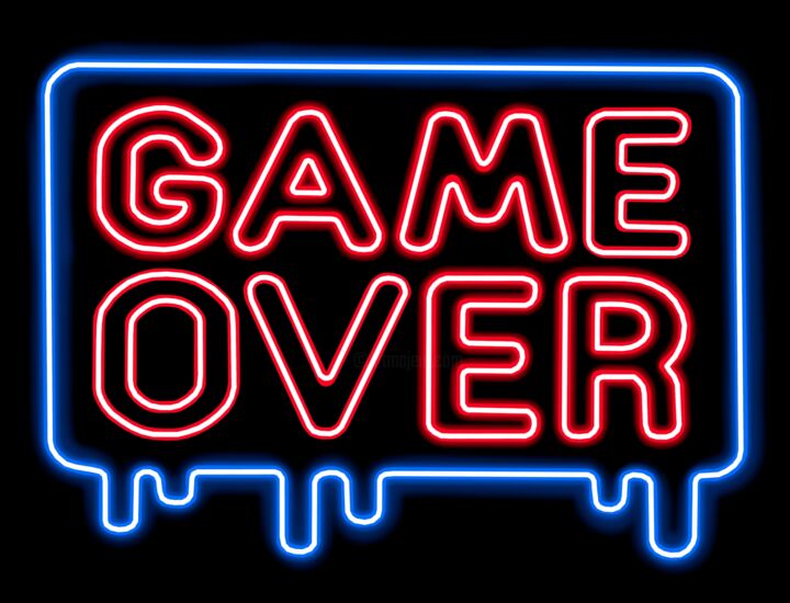 Arts numériques intitulée "Logo game over neon" par Kevin Ferri, Œuvre d'art originale, Travail numérique 2D