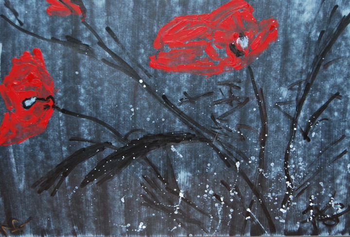 Peinture intitulée "coquelicot3" par Kev1, Œuvre d'art originale