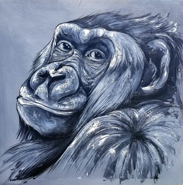 Painting titled "Peaceful gorilla" by Kevin Jjagwe, Original Artwork, Acrylic