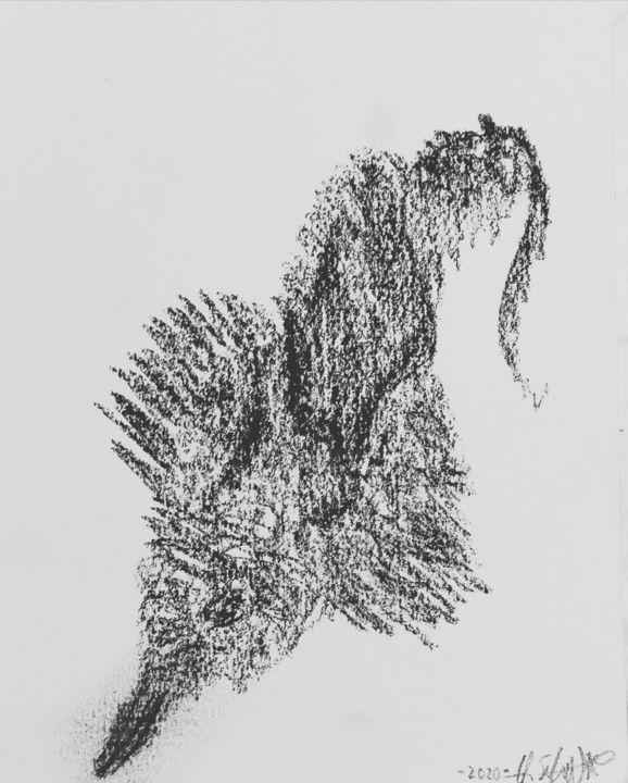 Drawing titled "Chimäre" by Kevin Schaller, Original Artwork, Charcoal